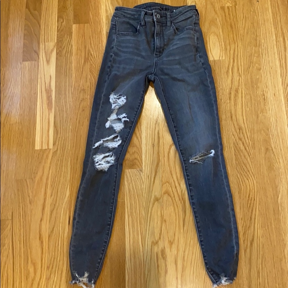 Dark Grey American Eagle Distressed/Ripped Jeans!!